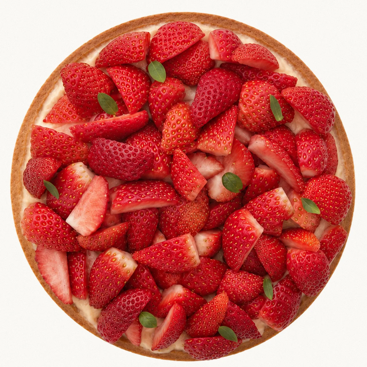 Tarta de frutilla entera, vista desde arriba